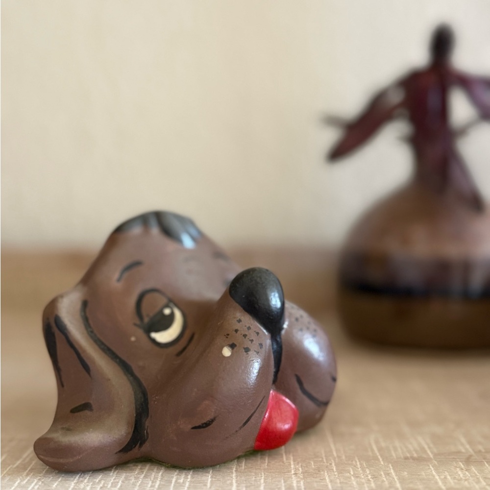 Vintage Brown Dog Head Ceramic Glasses Holder - Picture 7 of 9